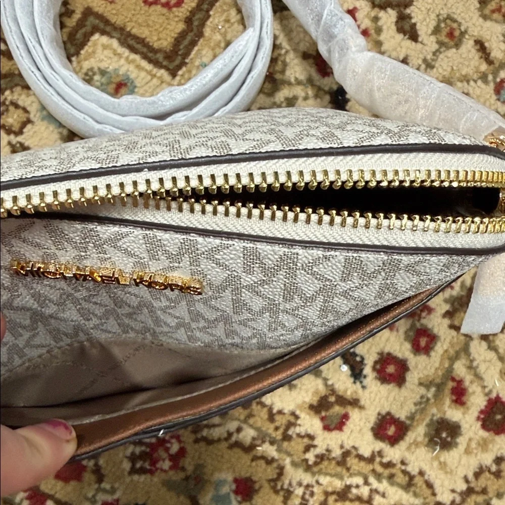 Michael Kors Cream and Brown Crossbody Bag
